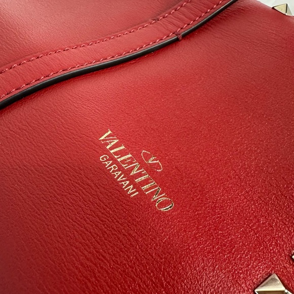 Valentino Garavani Red travel Jewelry Clutch with Silver Studs - Picture 9 of 16